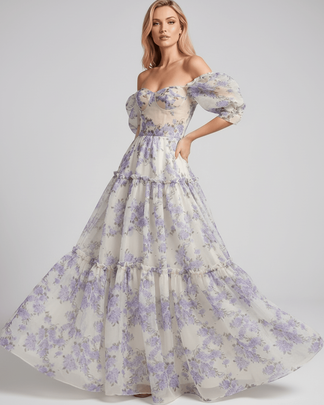 Duttini | Lightweight Blue Fit and Flare Maxi Dress for Women