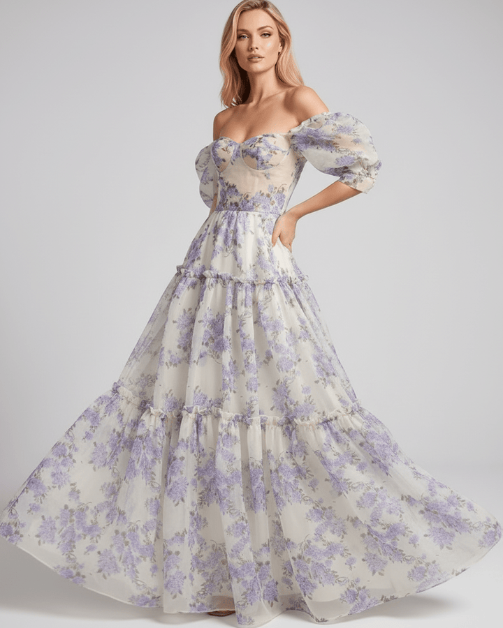 Duttini | Lightweight Blue Fit and Flare Maxi Dress for Women