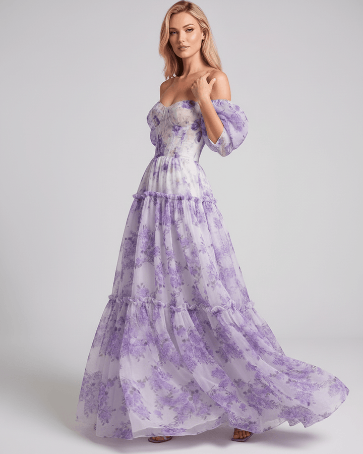 Duttini | Lightweight Blue Fit and Flare Maxi Dress for Women