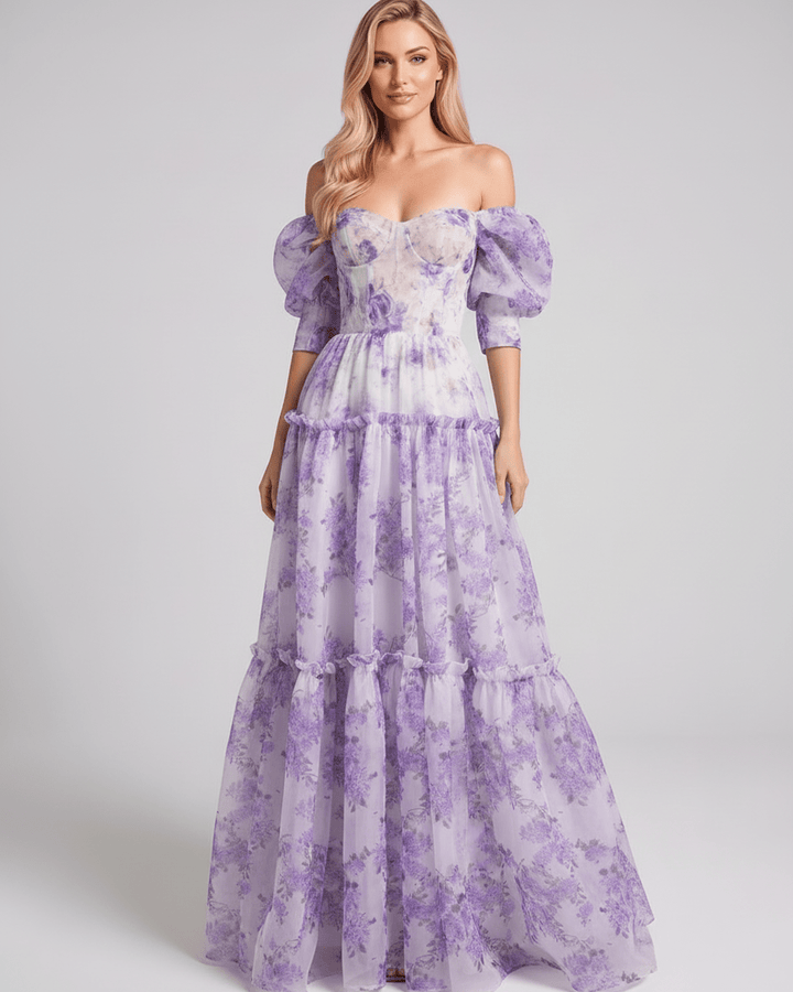 Duttini | Lightweight Blue Fit and Flare Maxi Dress for Women