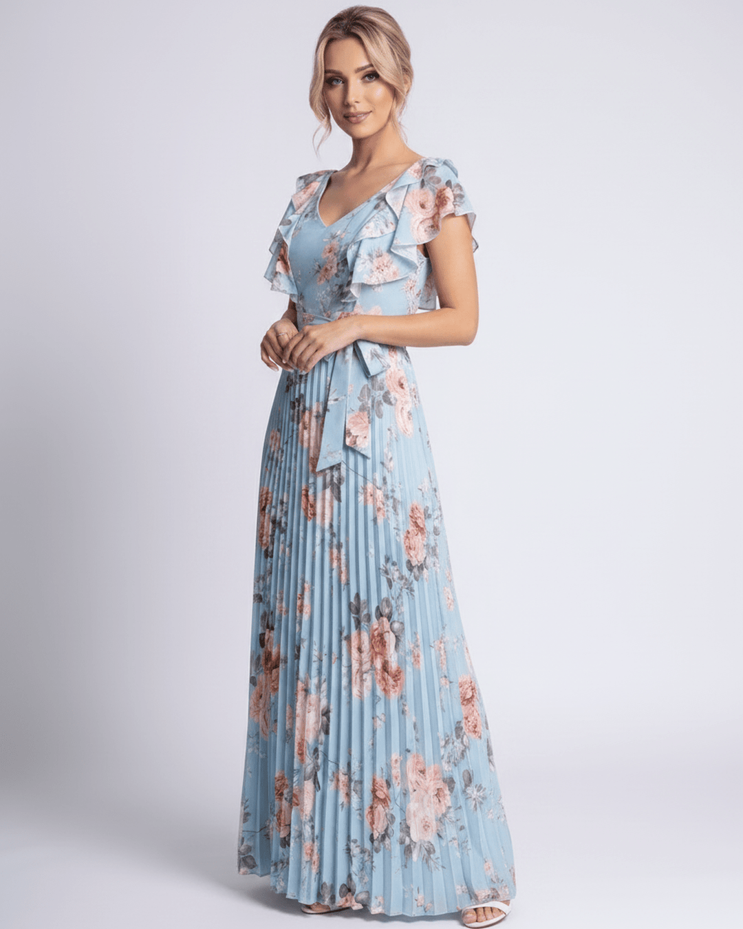 Duttini | Maxi Dress for Women in Lightweight Fabric, Relaxed Fit, Blue