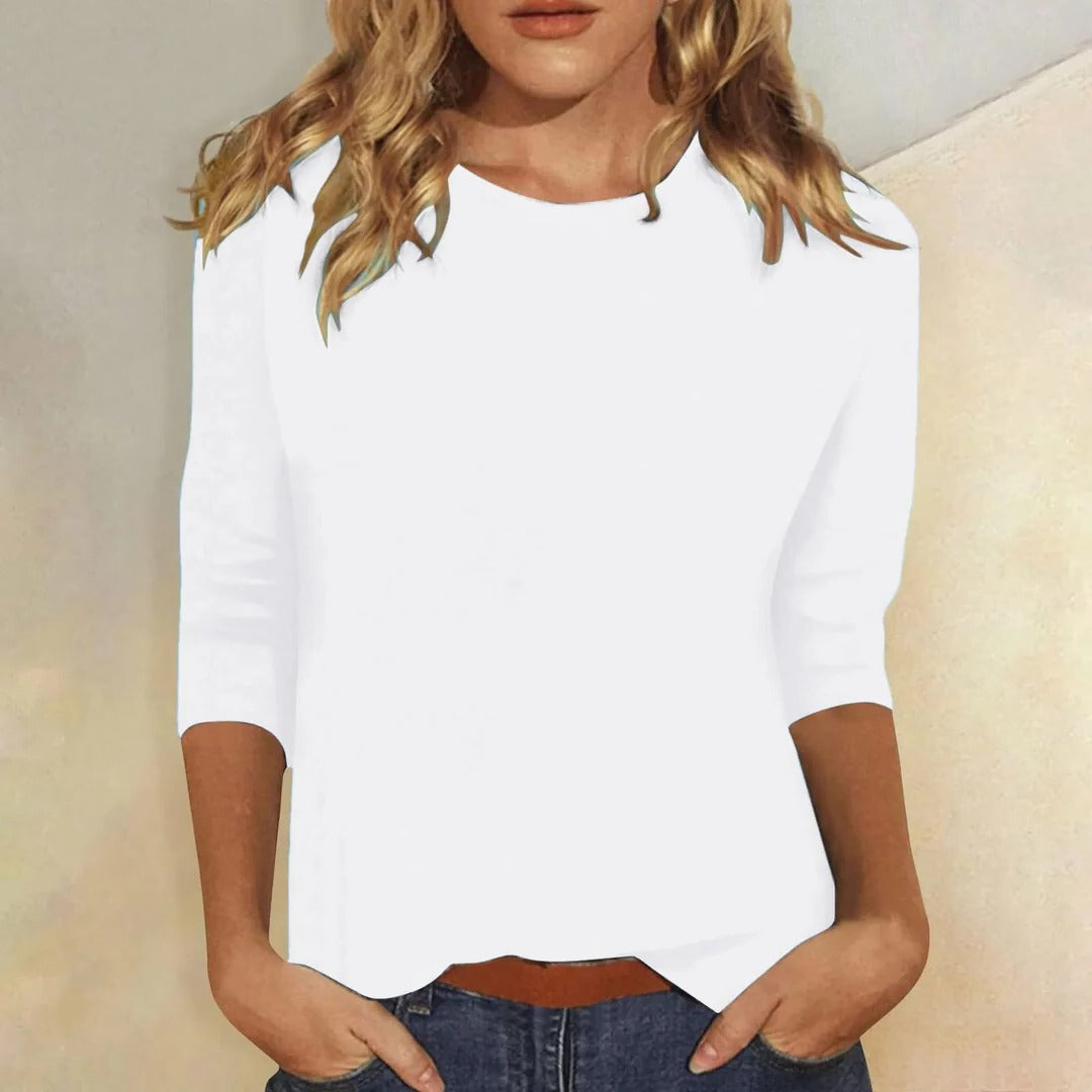 Duttini | Statement Crew Neck 3/4 Sleeve Casual Everyday Top