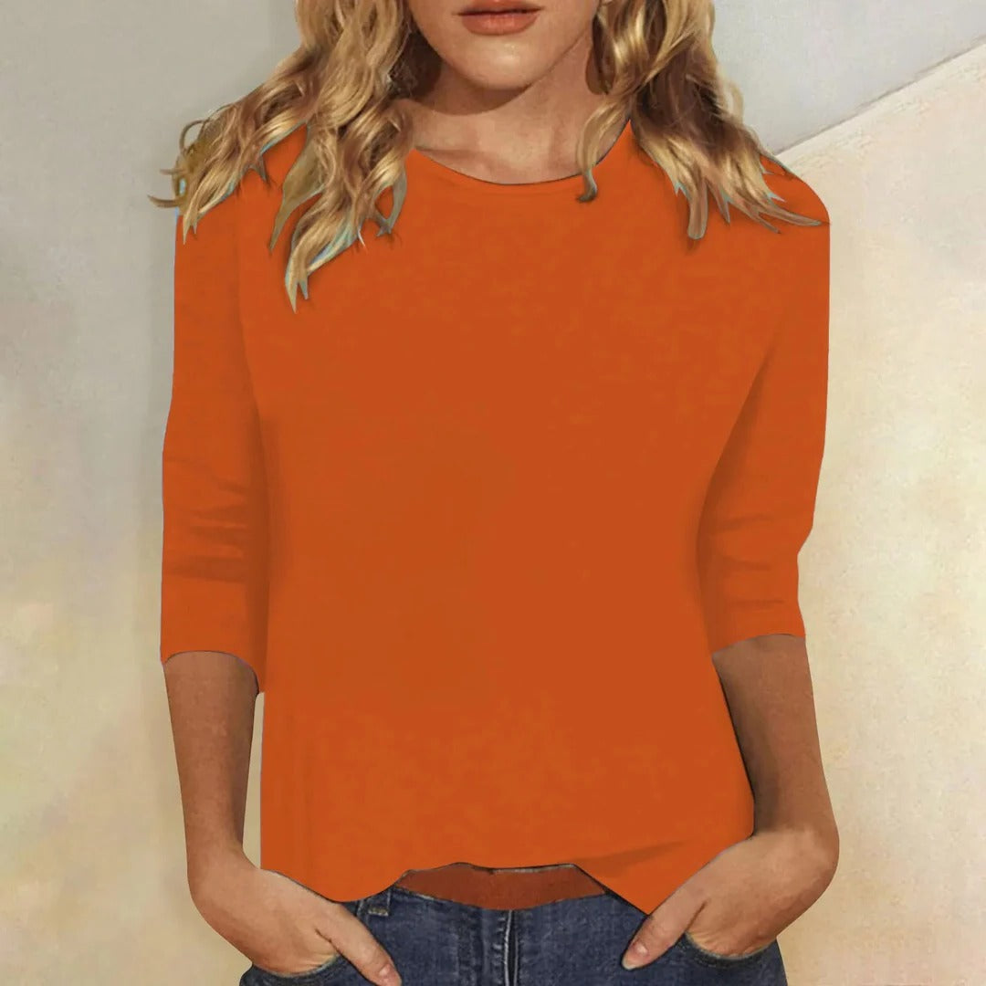 Duttini | Statement Crew Neck 3/4 Sleeve Casual Everyday Top
