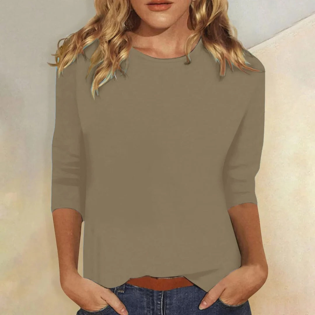 Duttini | Statement Crew Neck 3/4 Sleeve Casual Everyday Top