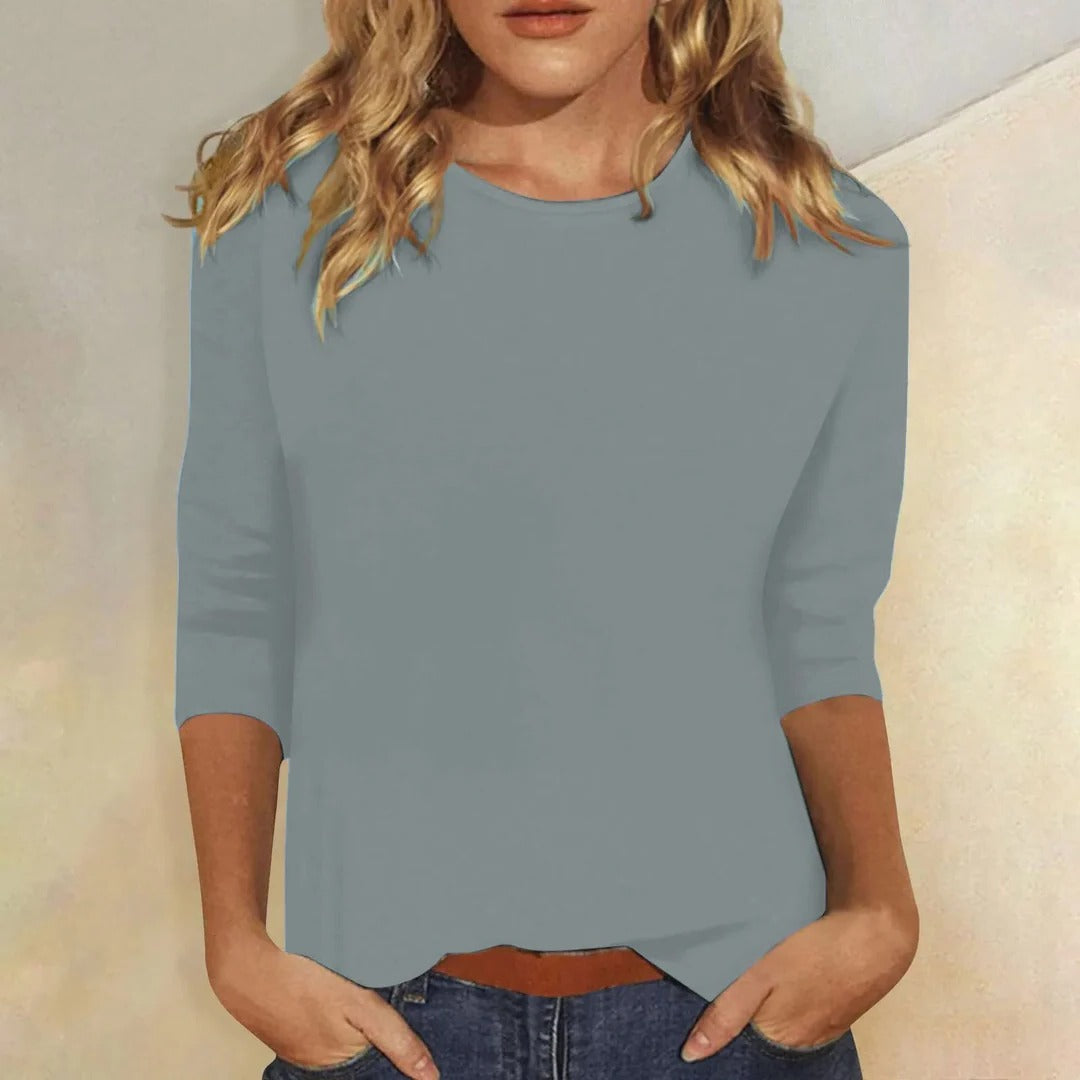 Duttini | Statement Crew Neck 3/4 Sleeve Casual Everyday Top