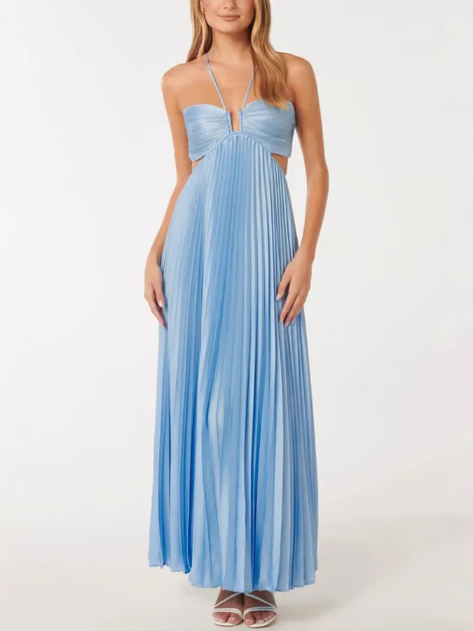 Duttini | Elegant Wedding Guest Halter Maxi Dress Evening