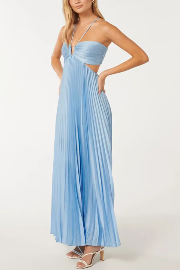 Duttini | Elegant Wedding Guest Halter Maxi Dress Evening