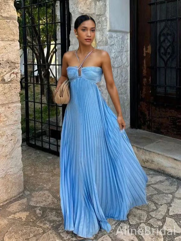 Duttini | Elegant Wedding Guest Halter Maxi Dress Evening
