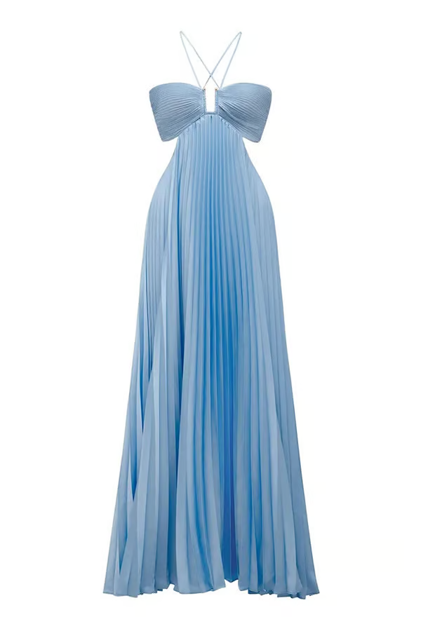 Duttini | Elegant Wedding Guest Halter Maxi Dress Evening