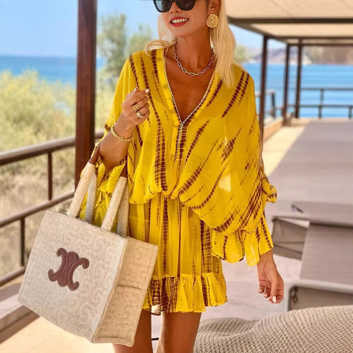Duttini | Refined High Waist V Neck Tummy Control Mini Dress Casual