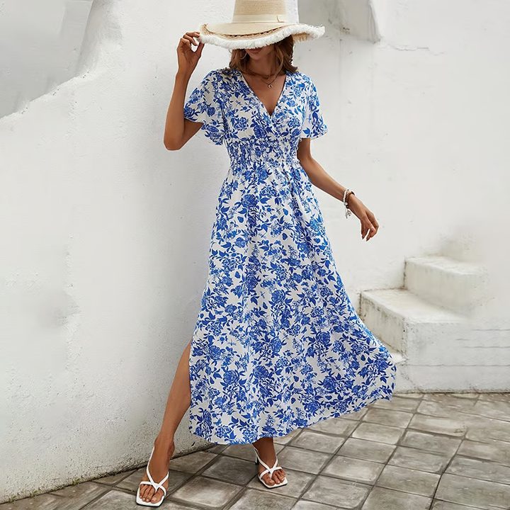 Duttini | Flowing V Neck Boho Flowy Dress Beach