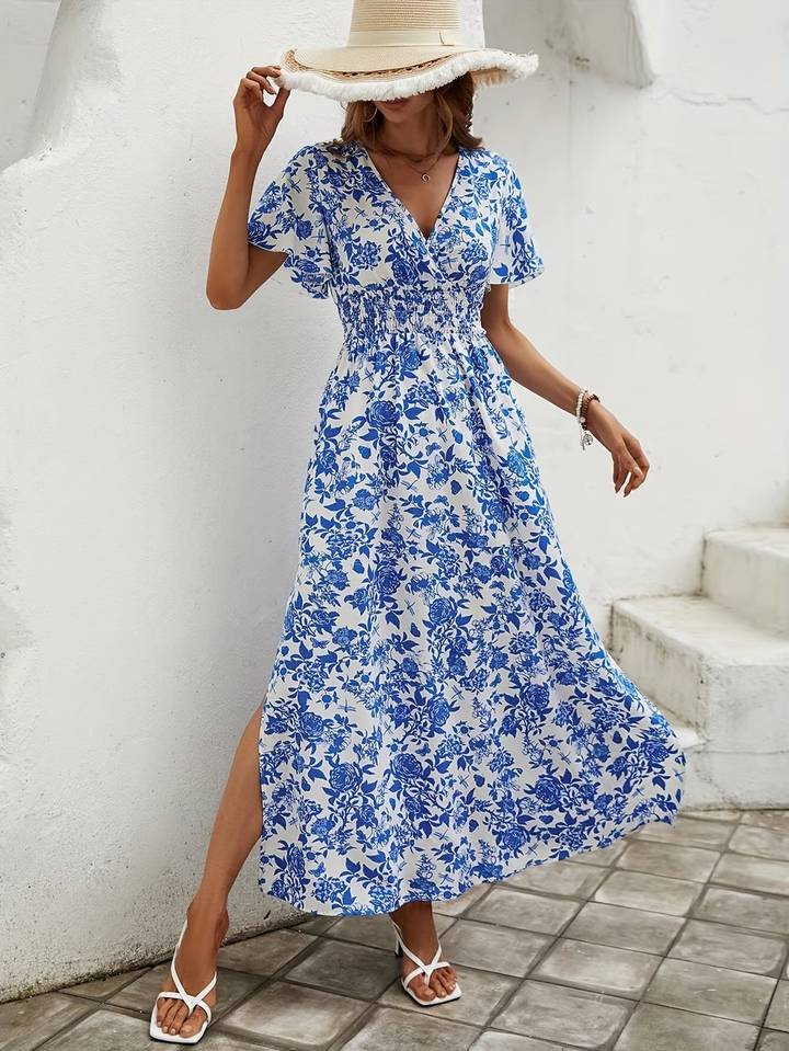Duttini | Flowing V Neck Boho Flowy Dress Beach