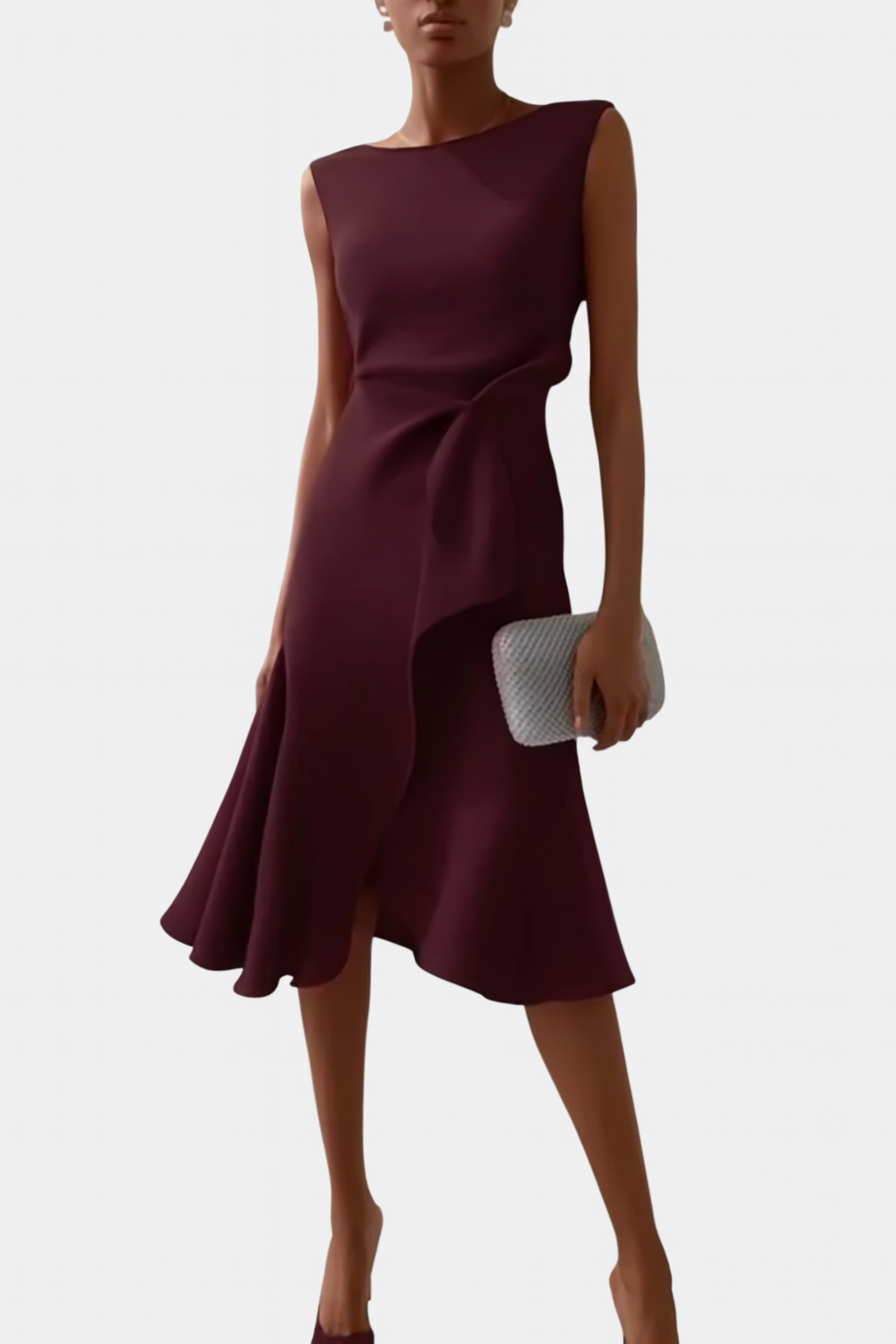 Duttini | Sophisticated Draped Asymmetric Midi Dress in a Flattering Cut