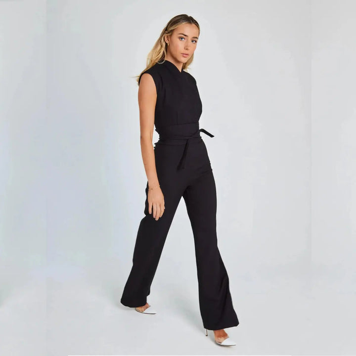 Duttini | Structured High-Waisted Sleeveless Jumpsuit, Beige