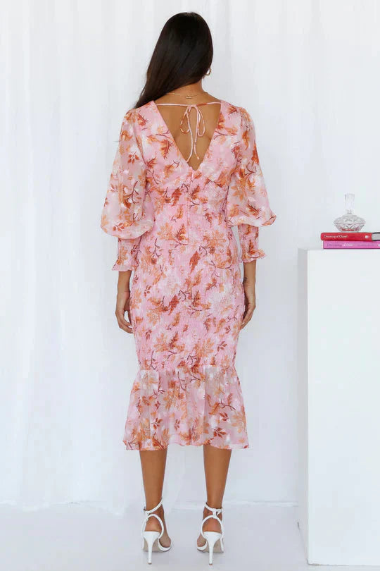 Duttini | Sculpted Wedding Guest Floral Dress Evening Made to Turn Heads