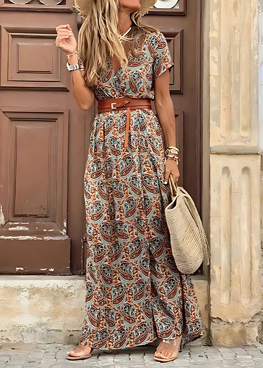 Duttini | Feminine Airy Boho Maxi Dress With Matching Belt