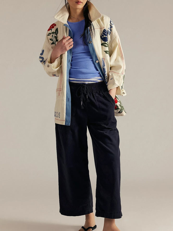 Duttini | Weekender Drawstring Jeans for Women in Blue Denim