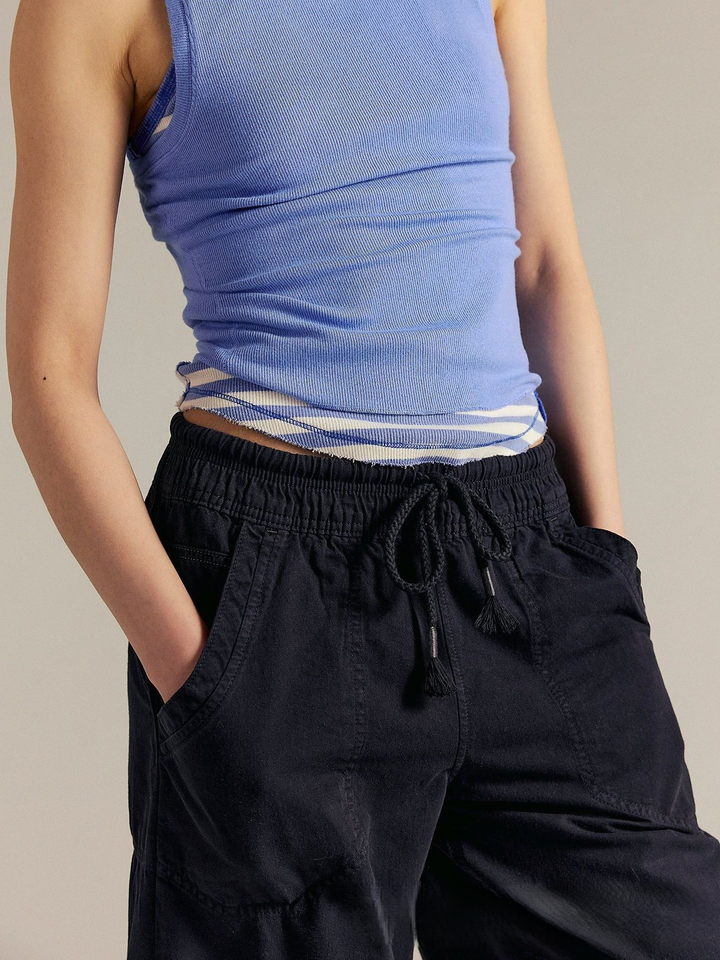 Duttini | Weekender Drawstring Jeans for Women in Blue Denim
