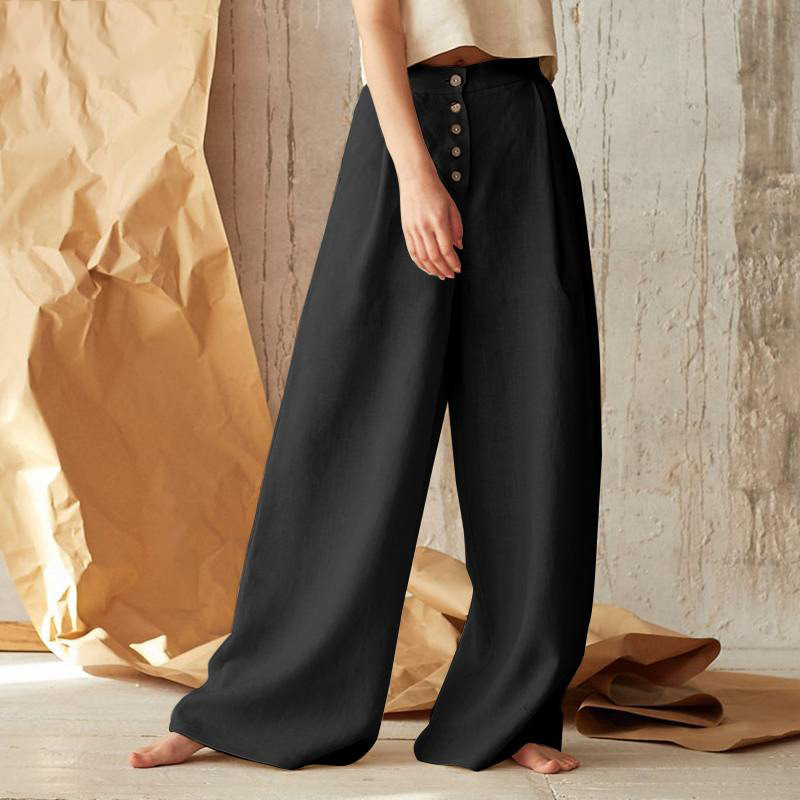Duttini | Cotton Wide-Leg Pant for Women in Classic Black