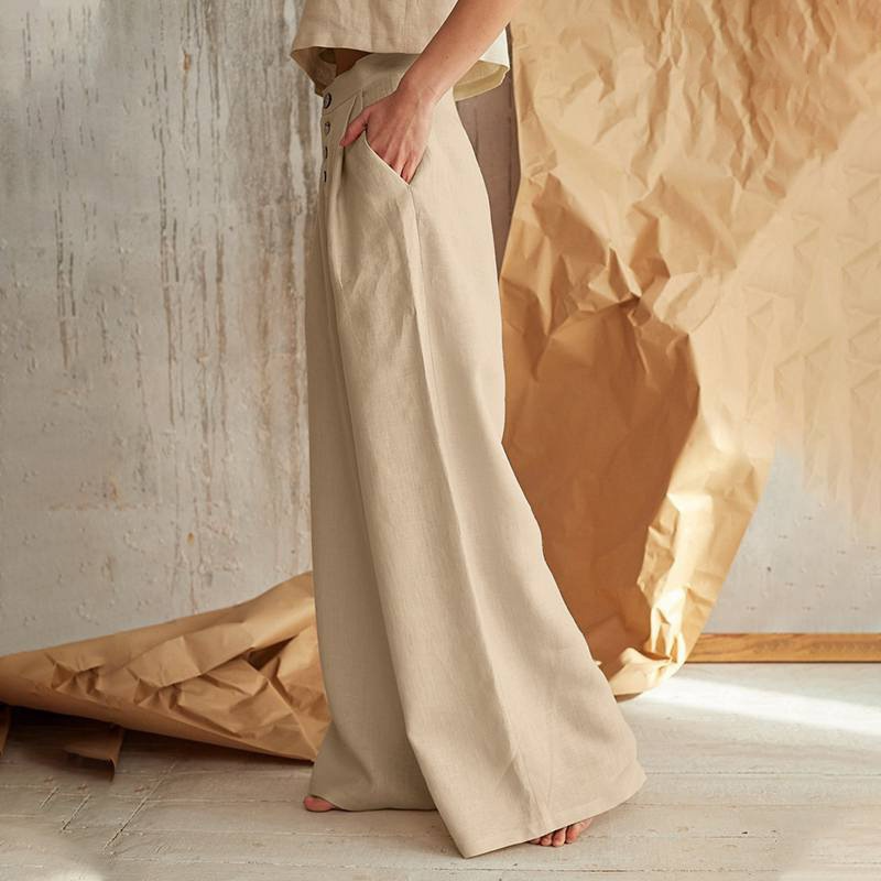 Duttini | Cotton Wide-Leg Pant for Women in Classic Black