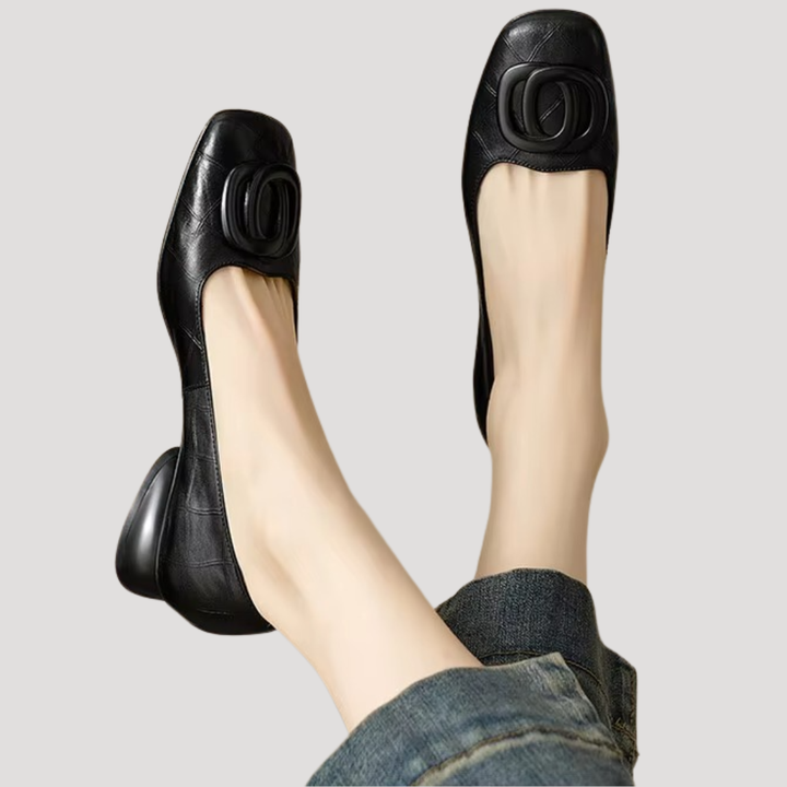 Duttini | Cushioned Square Toe Slip On Flat Shoes for Walking in Comfort