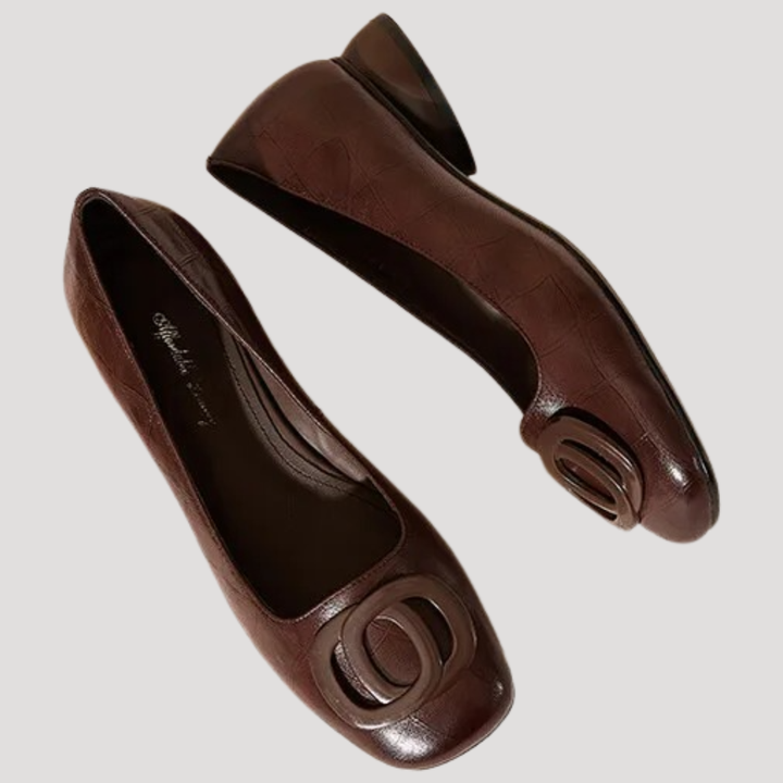 Duttini | Cushioned Square Toe Slip On Flat Shoes for Walking in Comfort