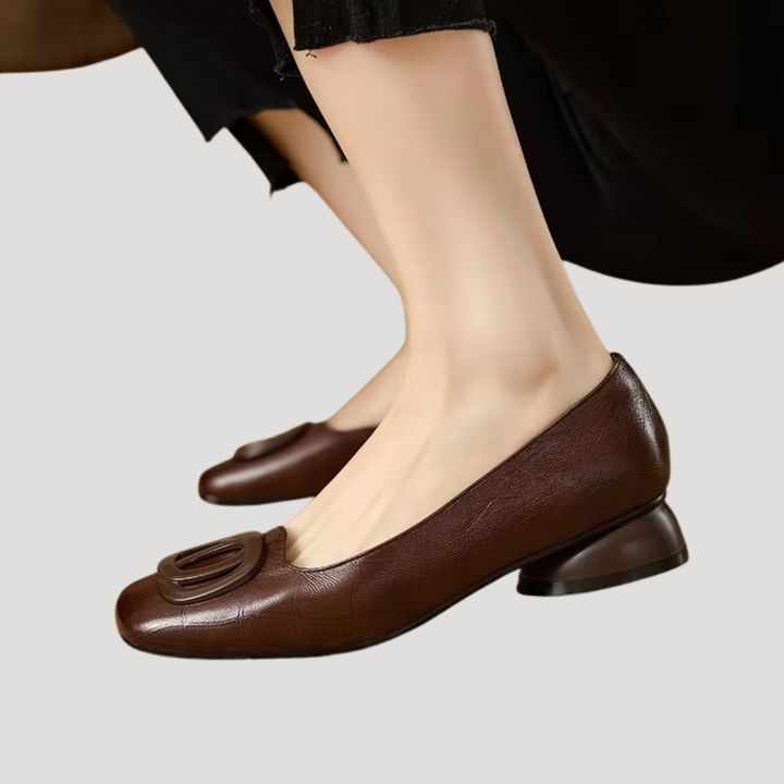 Duttini | Cushioned Square Toe Slip On Flat Shoes for Walking in Comfort