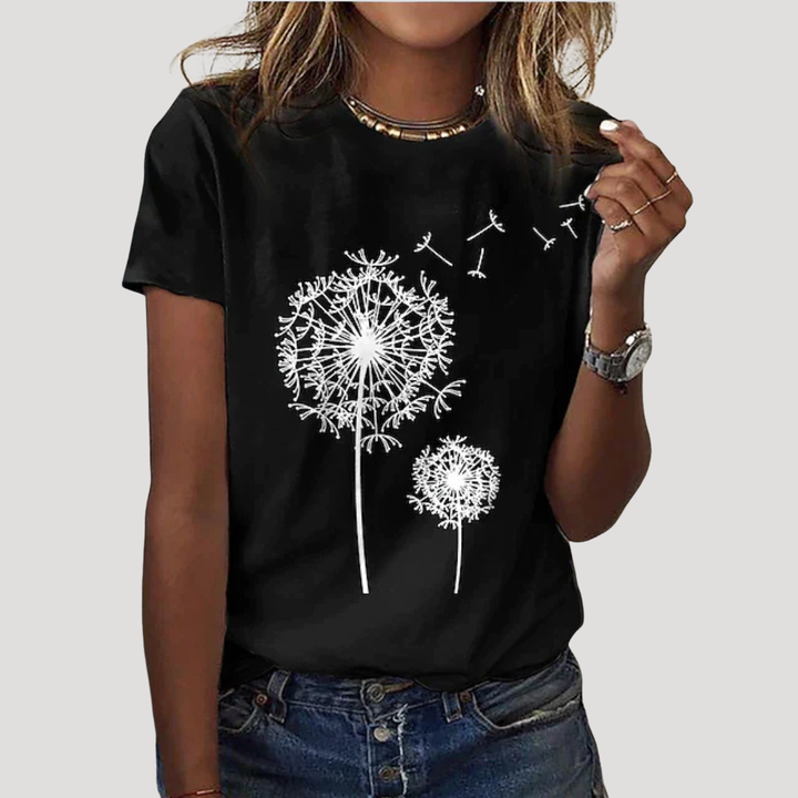 Duttini | Luxe Dandelion Graphic Short Sleeve Tee with a Timeless Finish