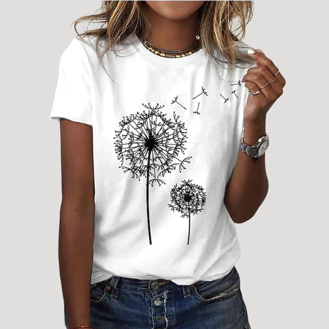 Duttini | Luxe Dandelion Graphic Short Sleeve Tee with a Timeless Finish