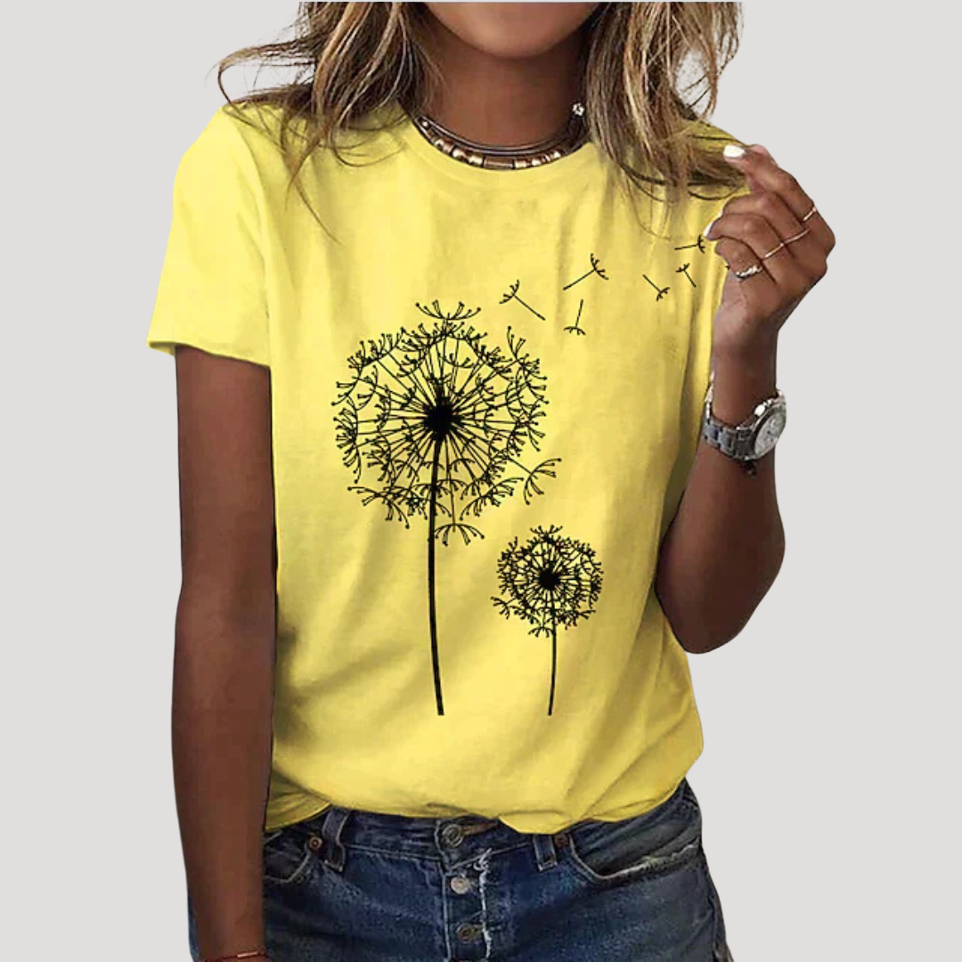 Duttini | Luxe Dandelion Graphic Short Sleeve Tee with a Timeless Finish