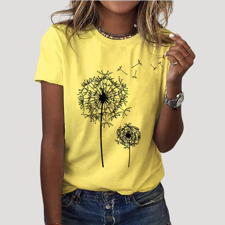 Duttini | Luxe Dandelion Graphic Short Sleeve Tee with a Timeless Finish
