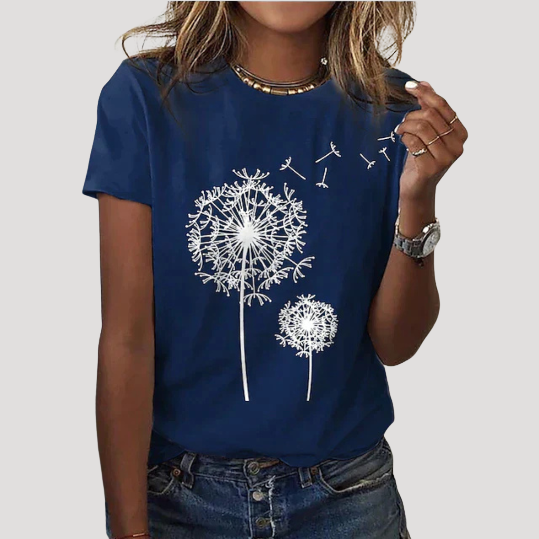 Duttini | Luxe Dandelion Graphic Short Sleeve Tee with a Timeless Finish