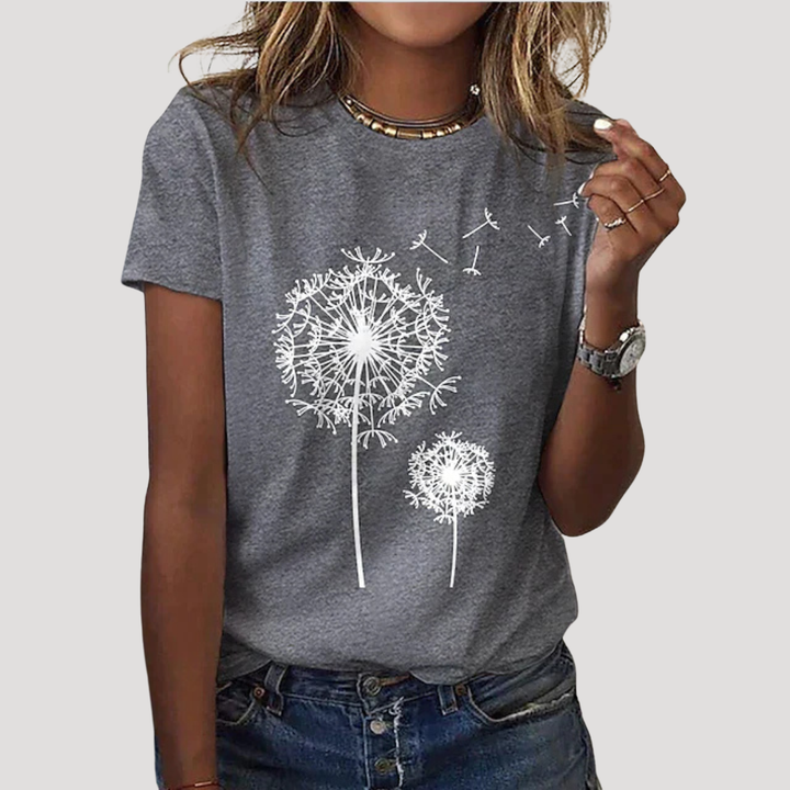 Duttini | Luxe Dandelion Graphic Short Sleeve Tee with a Timeless Finish