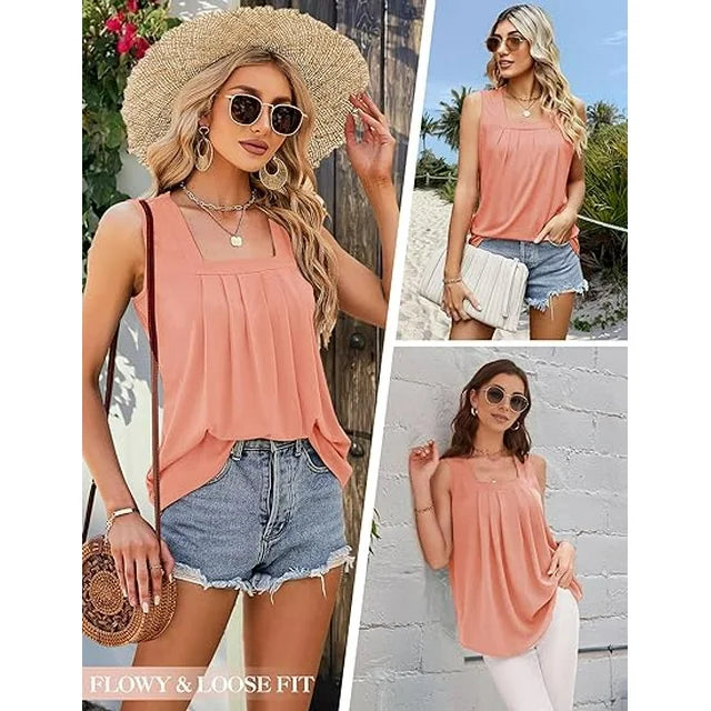 Duttini | Sophisticated Sleeveless Top With Square Neckline