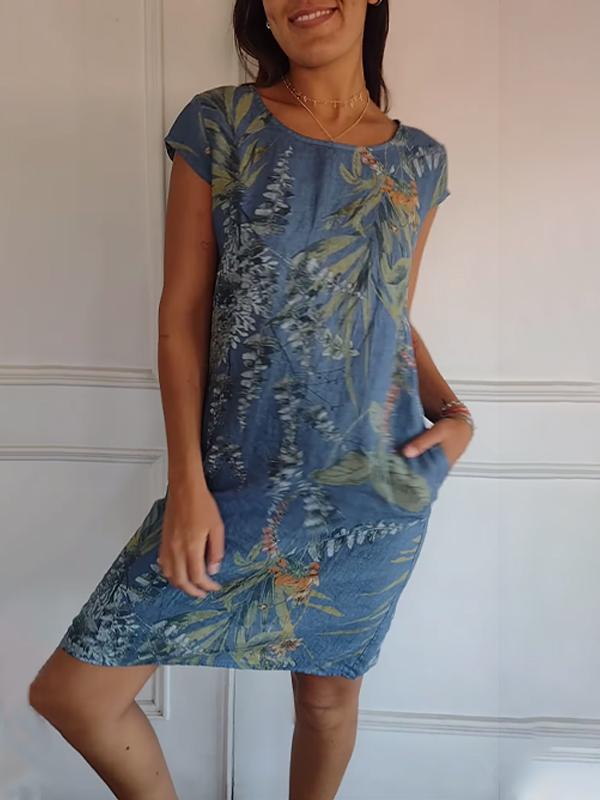 Duttini | Comfortable Dress With Round Neck for Effortless Elegance