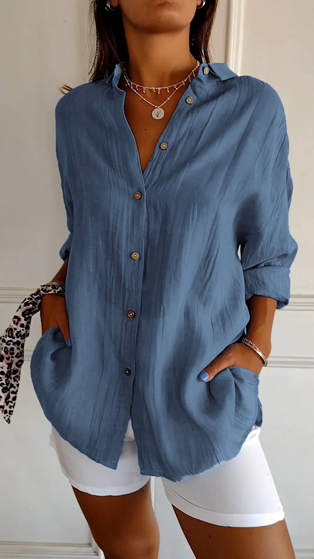 Duttini | Casual Button-Down Shirt Oversized Long Sleeve