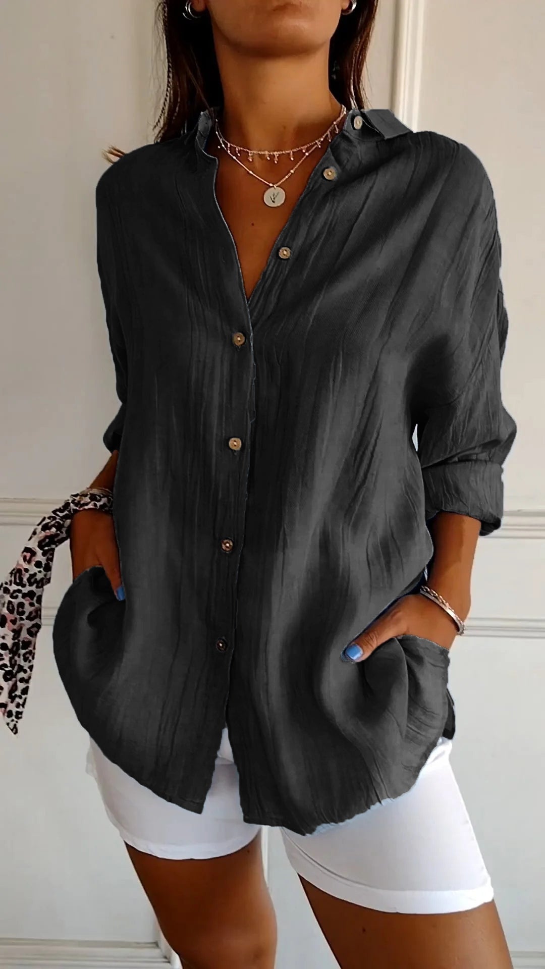 Duttini | Casual Button-Down Shirt Oversized Long Sleeve