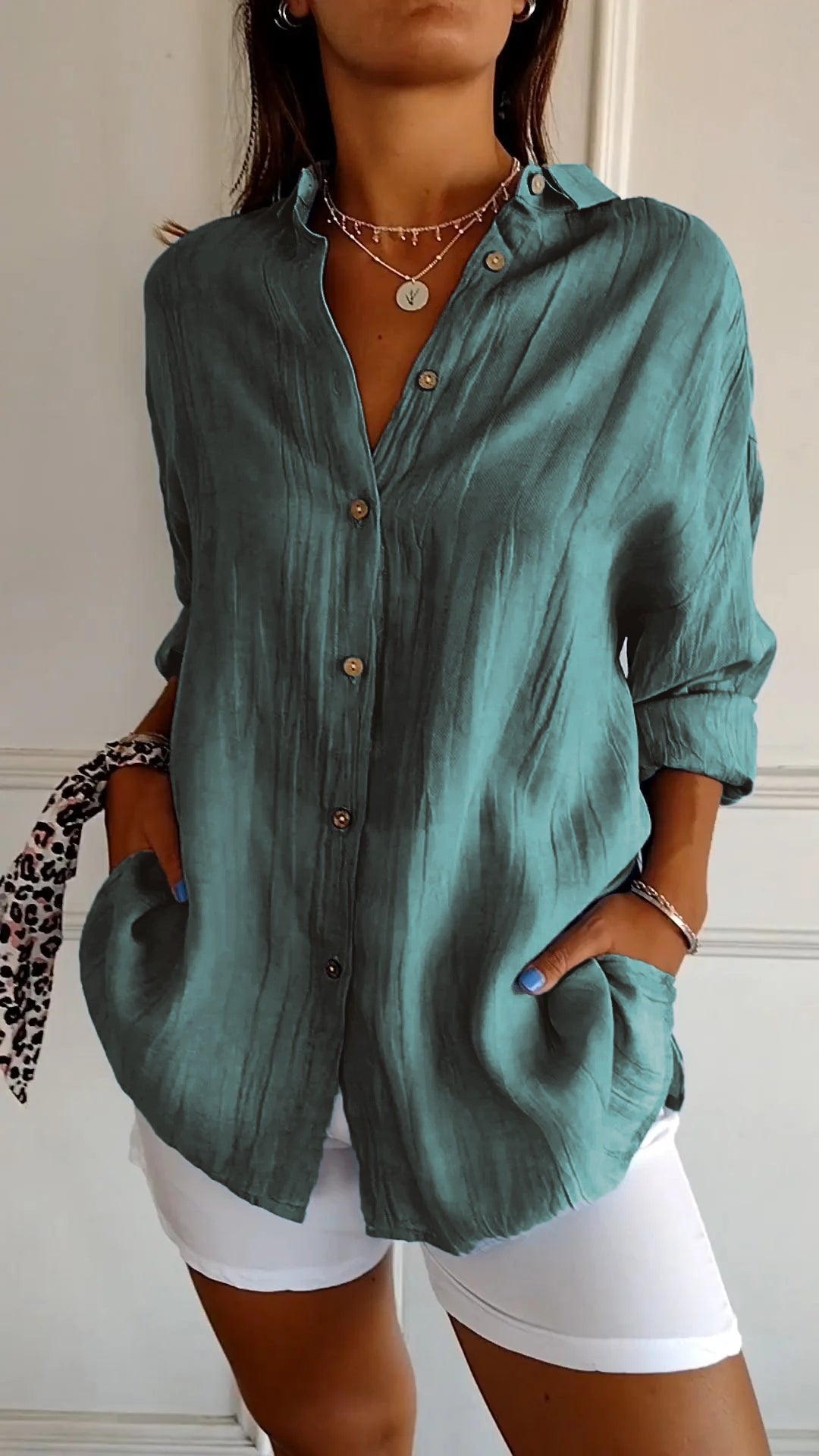 Duttini | Casual Button-Down Shirt Oversized Long Sleeve