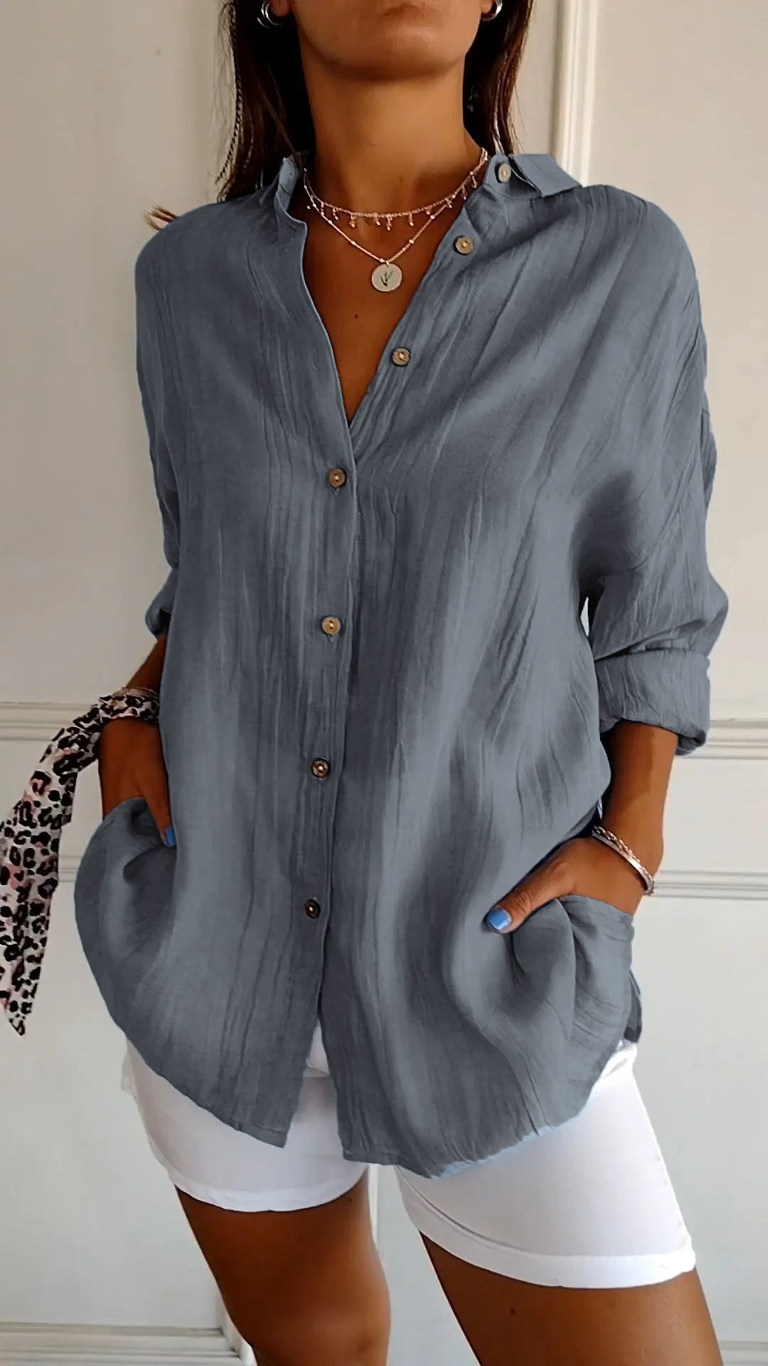 Duttini | Casual Button-Down Shirt Oversized Long Sleeve