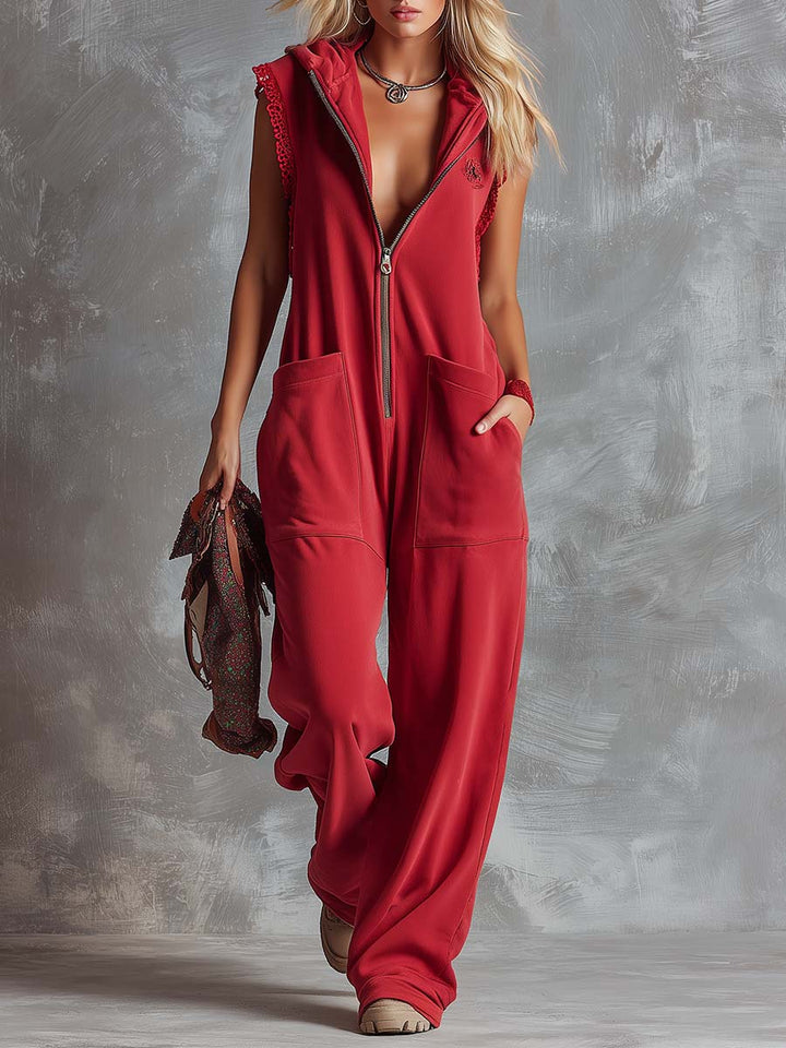 Duttini | Statement Hooded Sleeveless Jumpsuit