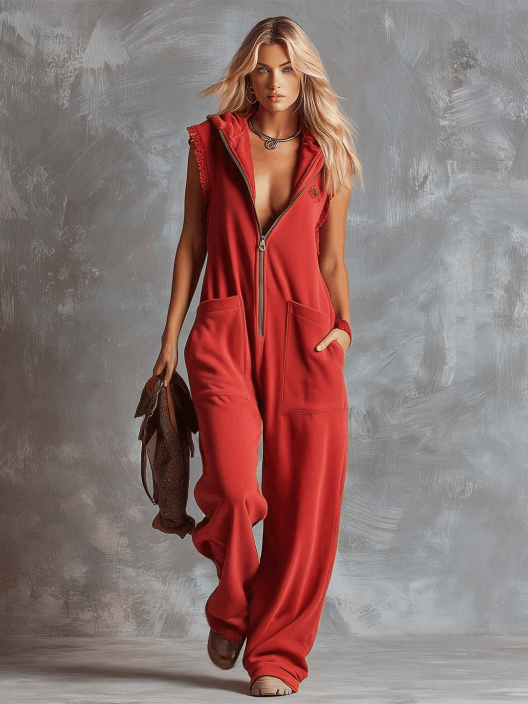 Duttini | Statement Hooded Sleeveless Jumpsuit