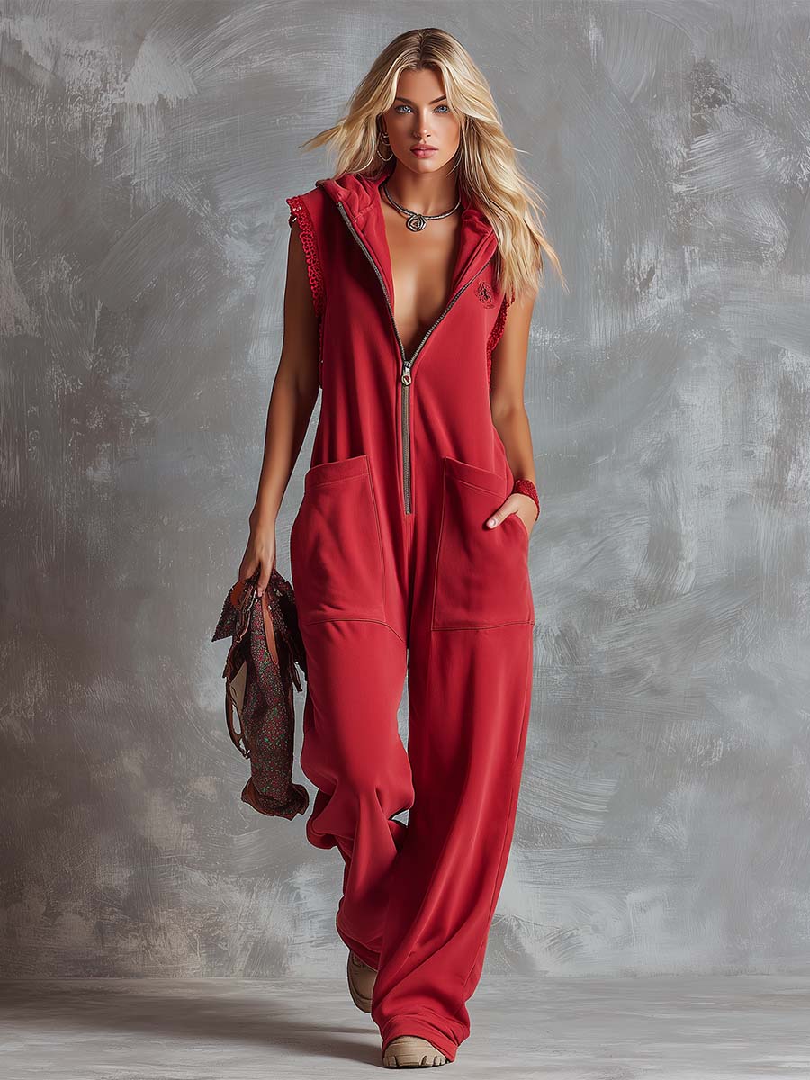 Duttini | Statement Hooded Sleeveless Jumpsuit