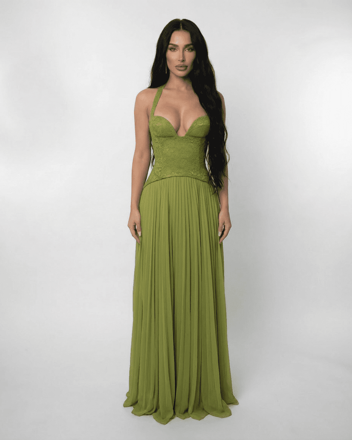 Duttini | Maxi Dress for Women in Green, Flowing Fit