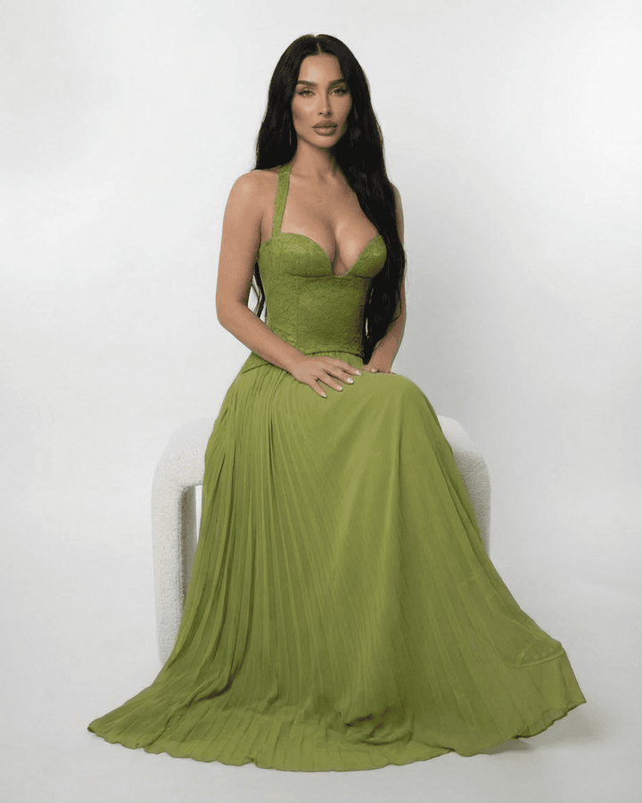 Duttini | Maxi Dress for Women in Green, Flowing Fit