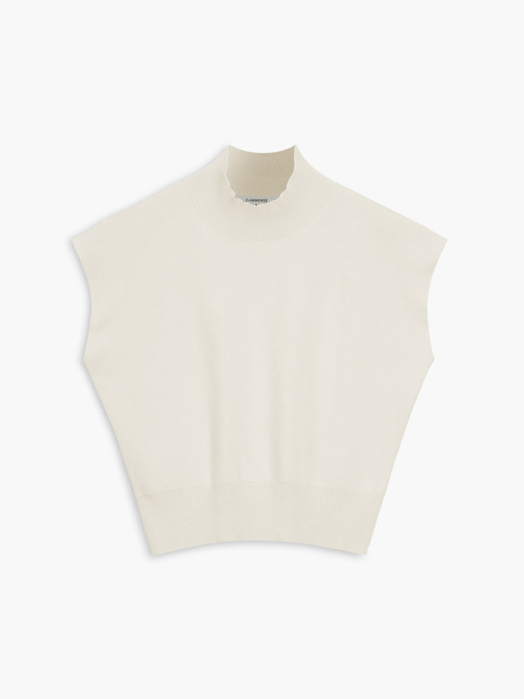 Duttini | Elegant Mock Neck Sleeveless Top Padded Shoulder Vest
