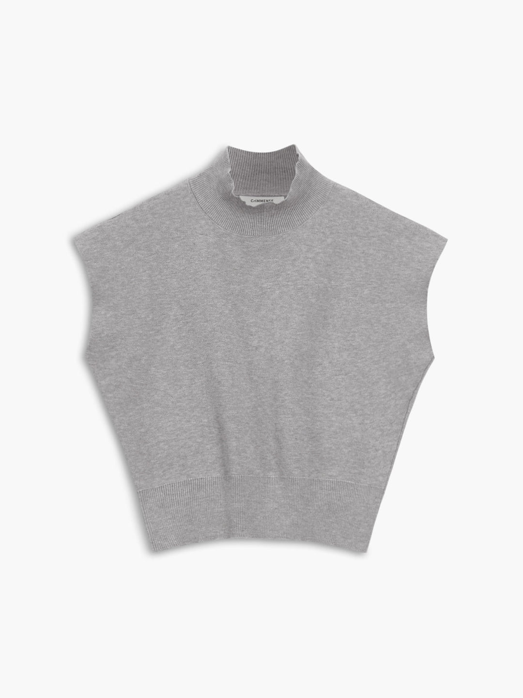 Duttini | Elegant Mock Neck Sleeveless Top Padded Shoulder Vest