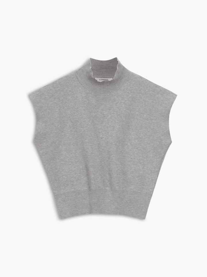 Duttini | Elegant Mock Neck Sleeveless Top Padded Shoulder Vest