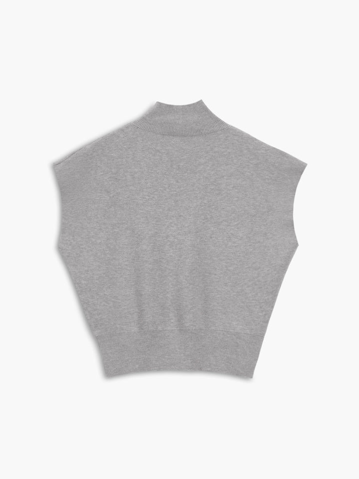 Duttini | Elegant Mock Neck Sleeveless Top Padded Shoulder Vest