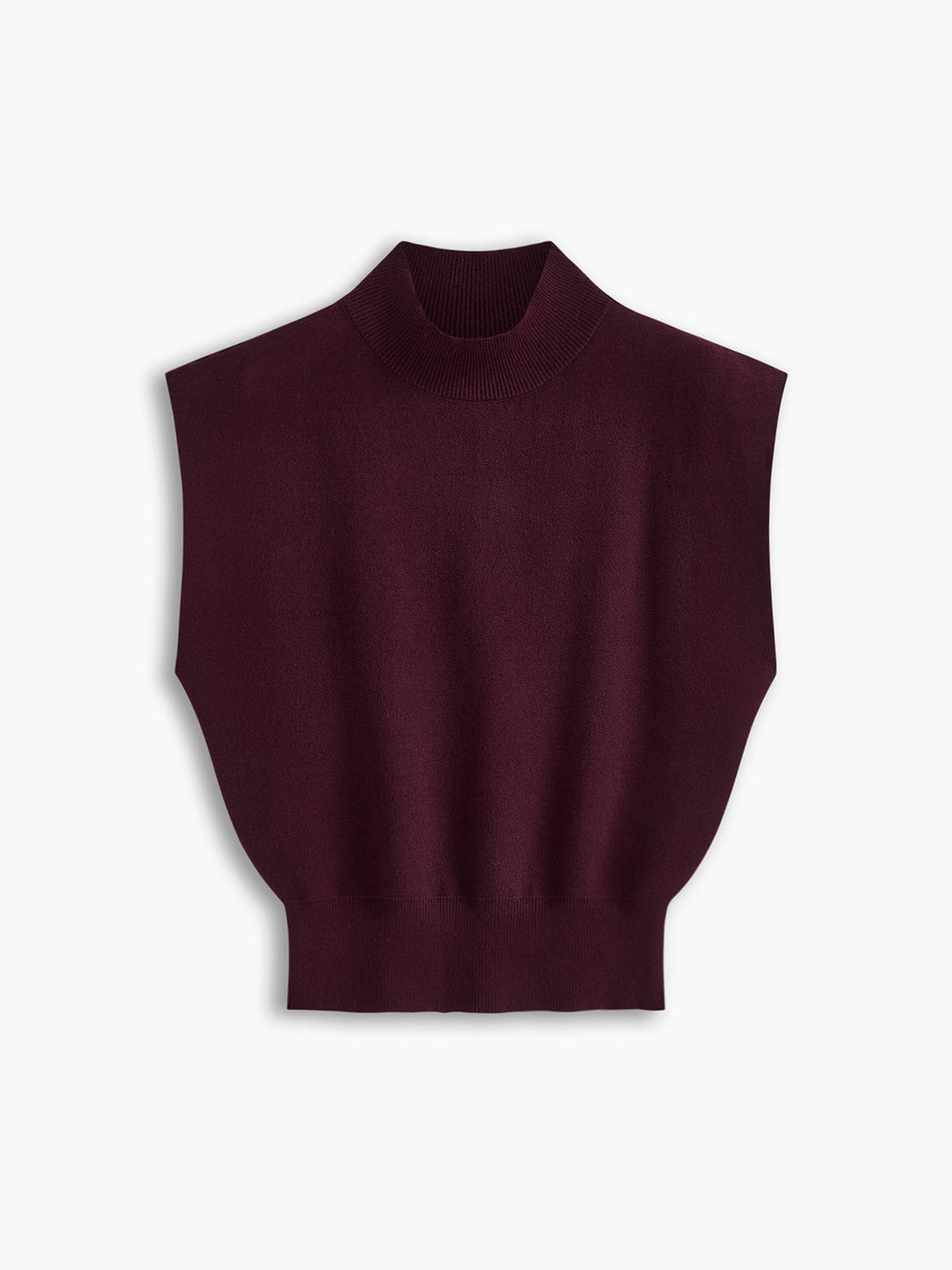 Duttini | Elegant Mock Neck Sleeveless Top Padded Shoulder Vest