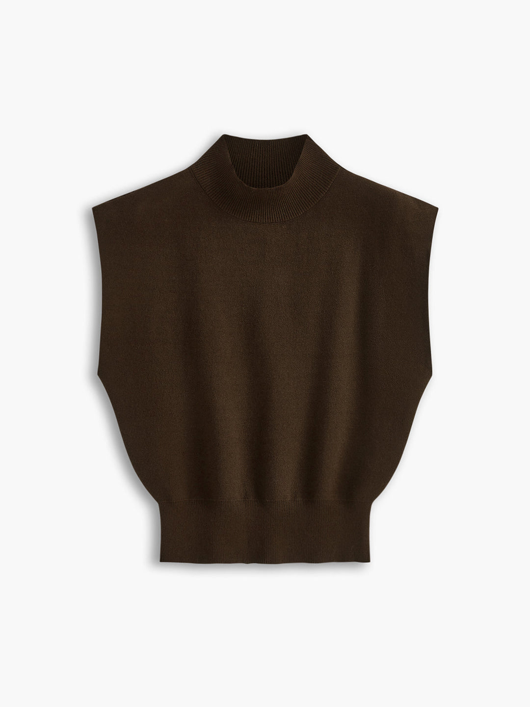Duttini | Elegant Mock Neck Sleeveless Top Padded Shoulder Vest